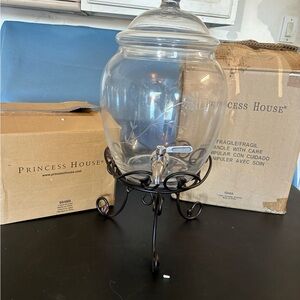 Princess House Clear Glass Dispenser with Black Stand